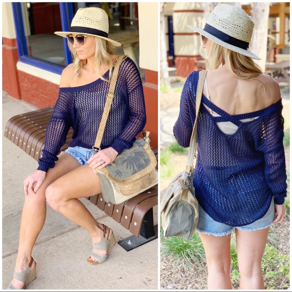 ✨LAST ONE✨Navy Open Knit Spring Sweater - Picture 3 of 6